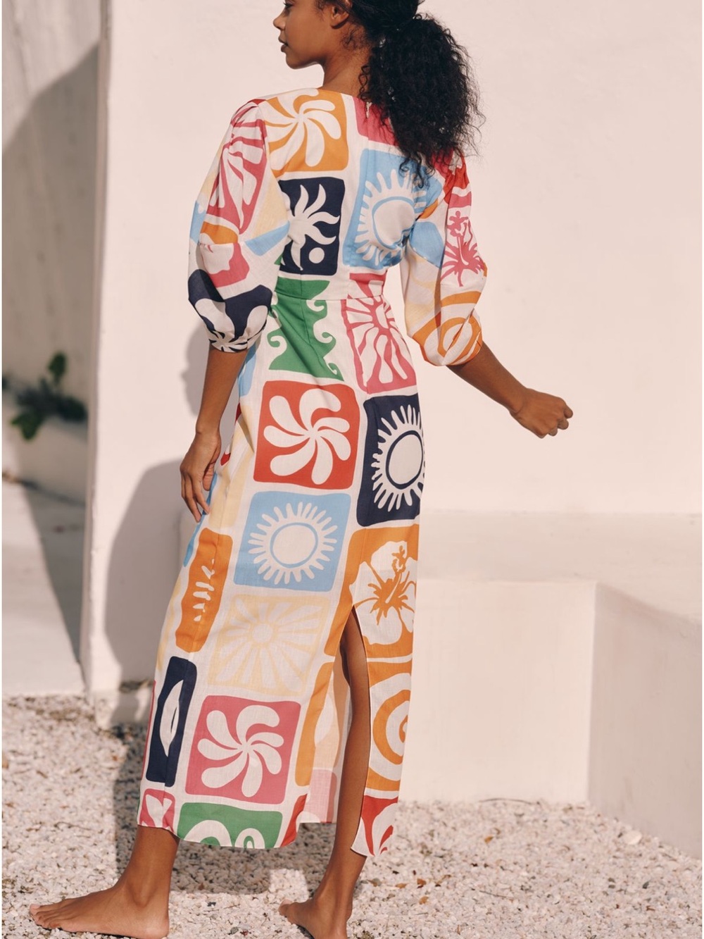 NWT Cala de la Cruz x Anthropologie Gaia Puff Sleeve Maxi Dress in Maui Medium - Picture 6 of 11